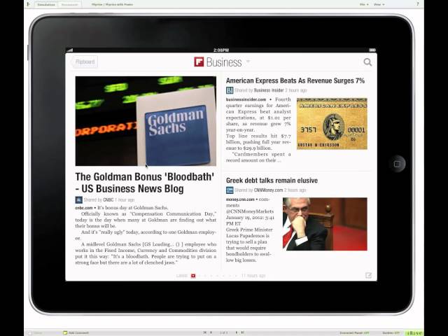 Quick iRise simulation of Flipboard-style interactions